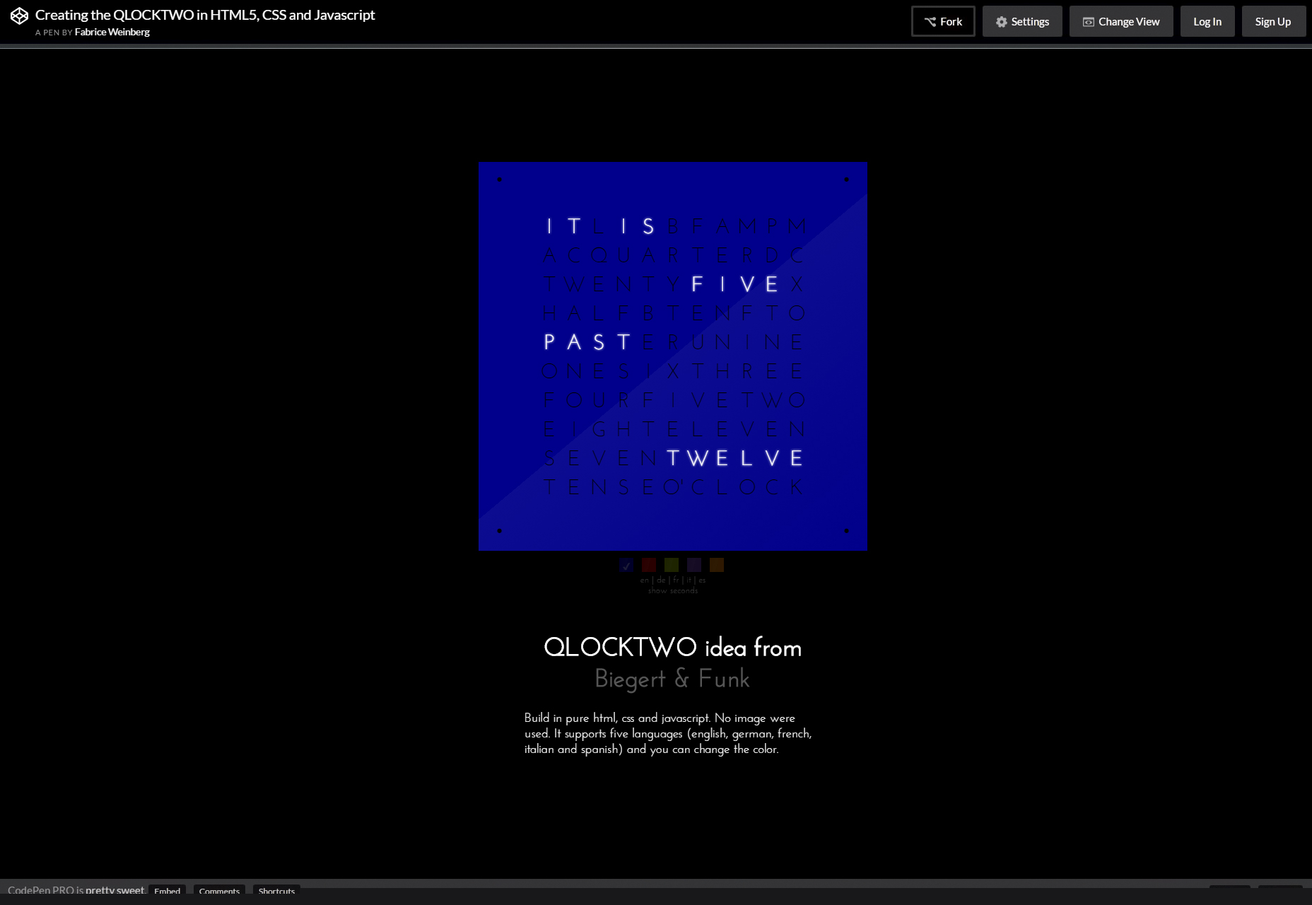 QLOCKTWO: CSS & JS Time-telling Clock