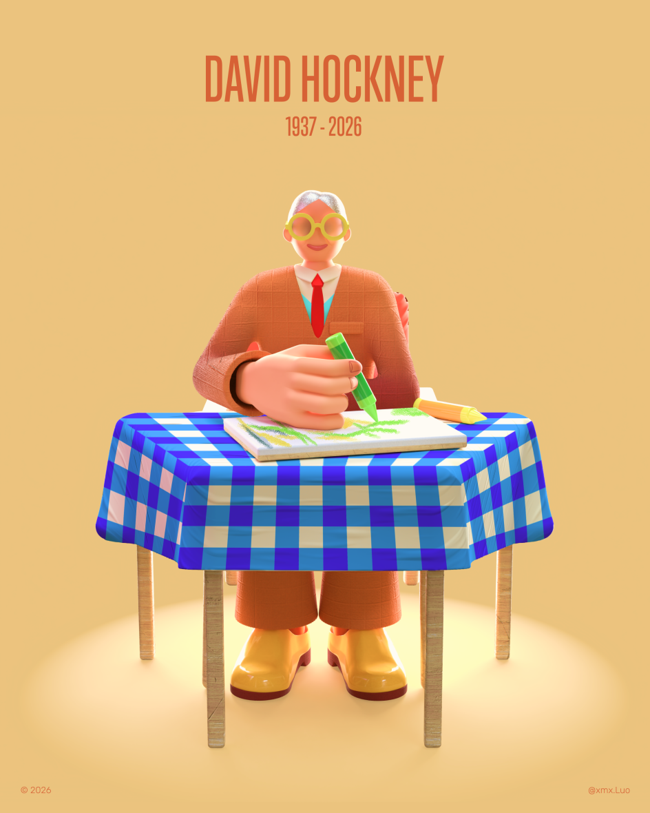 Liangliang Luo 致敬 David Hockney 的 3D 角色作品