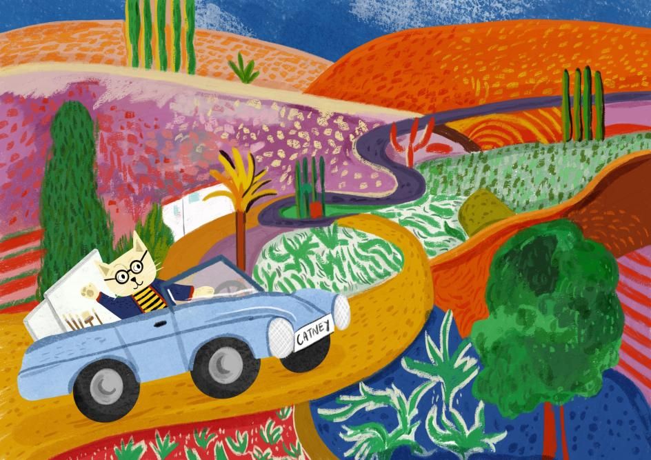 Nia Gould 以猫重新演绎 Hockney 经典场景一