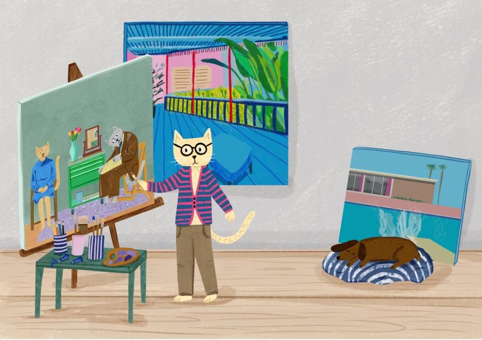 Nia Gould 以猫重新演绎 Hockney 经典场景二