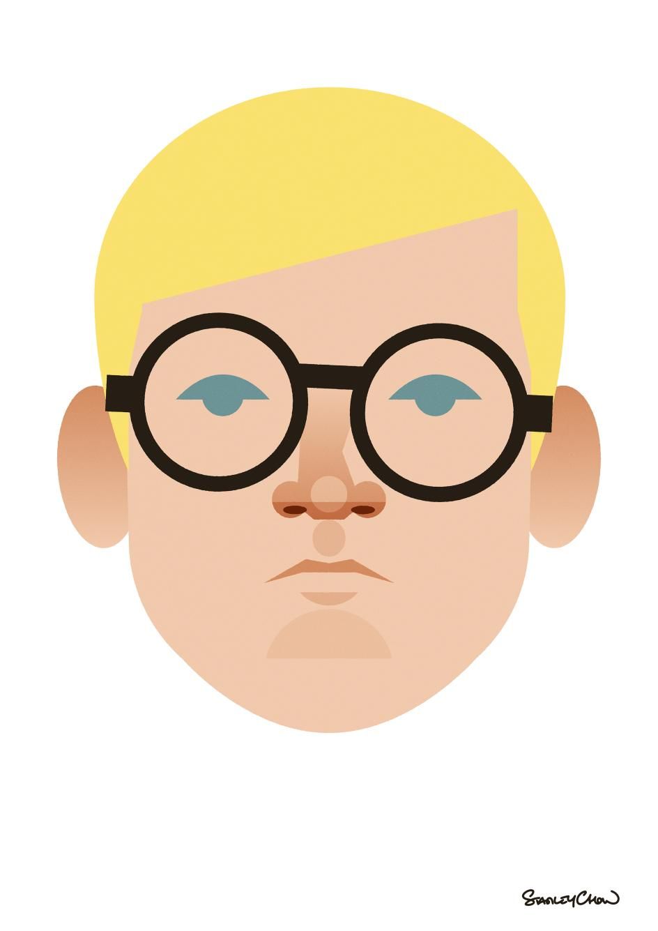 Stanley Chow 致敬 David Hockney 的极简肖像插画