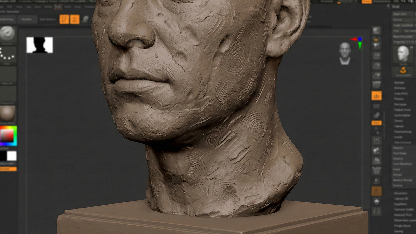 ZBrush 中带有指纹质感的数字雕塑