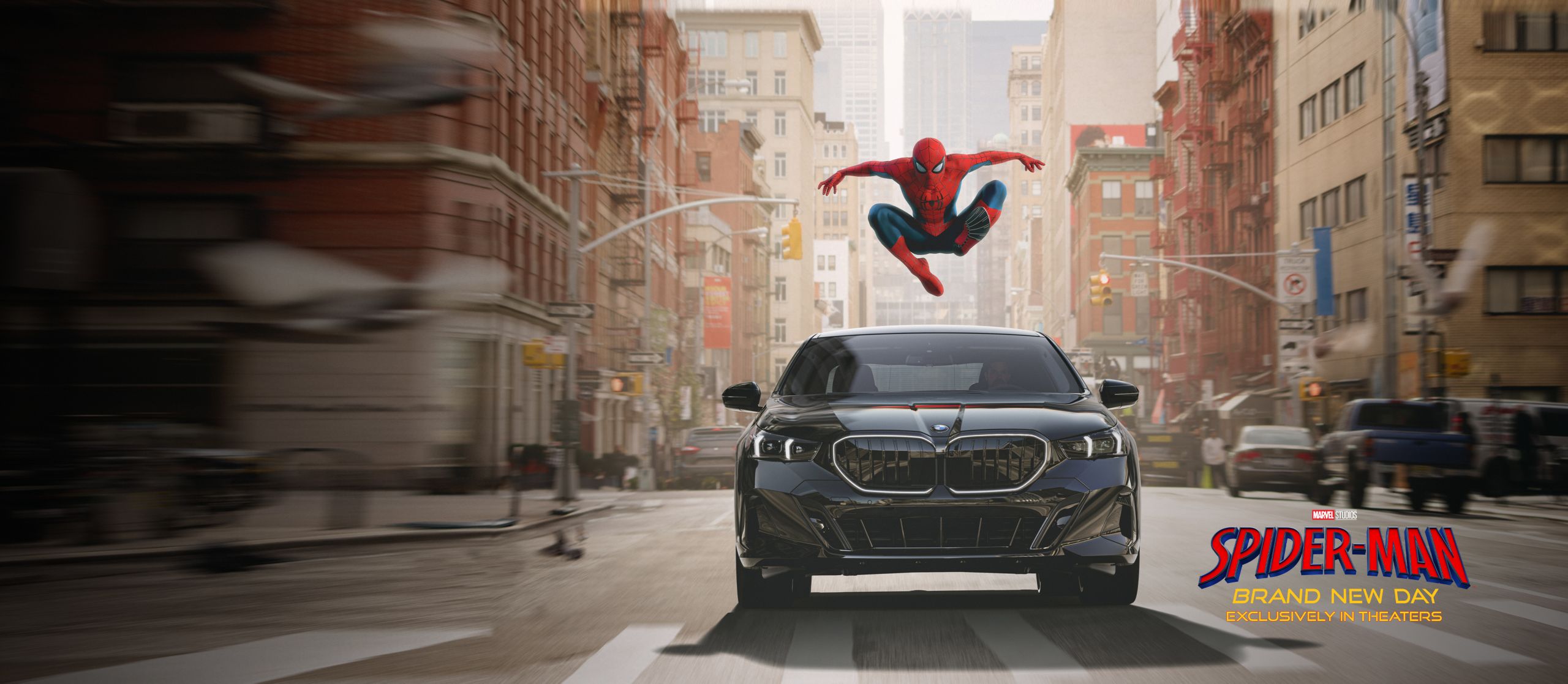BMW 与《Spider-Man: Brand New Day》联动视觉。