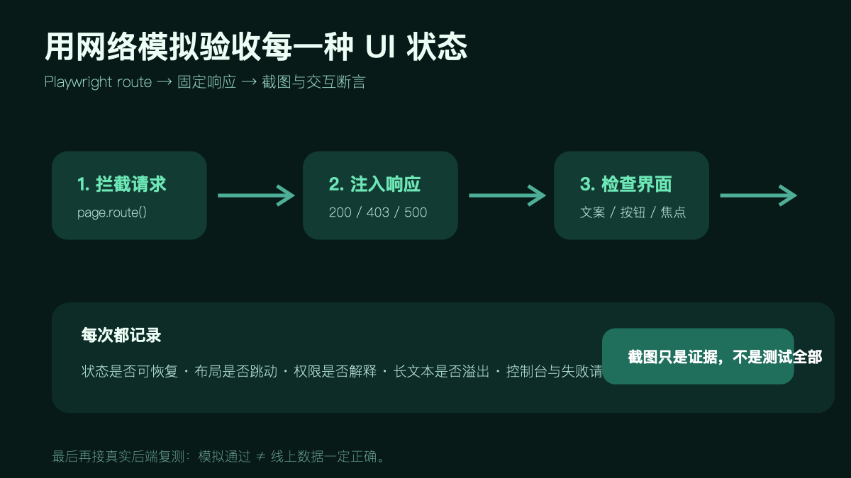 Playwright 状态测试到真实后端复核的闭环