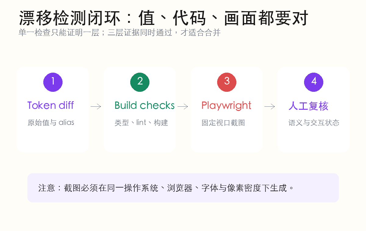 Token 值代码检查与 Playwright 视觉回归闭环