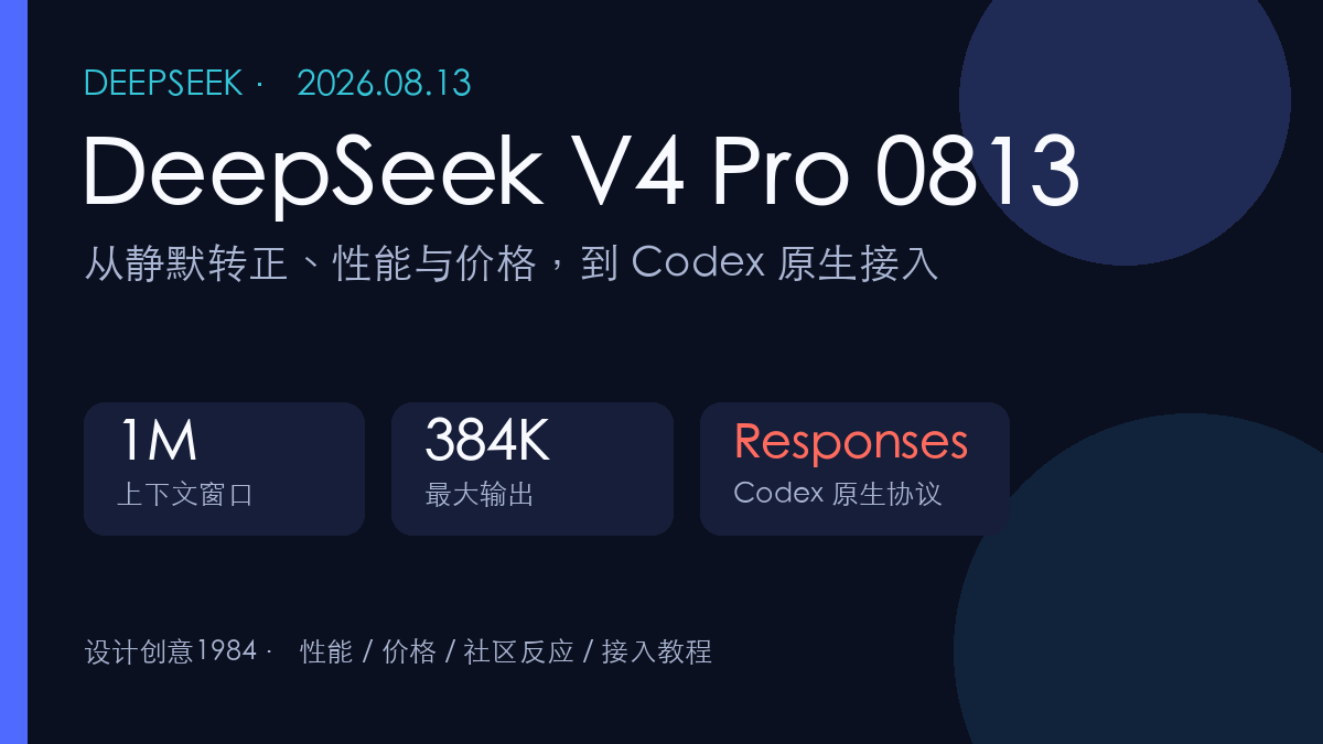 DeepSeek V4 Pro 0813 性能价格与 Codex 接入专题封面