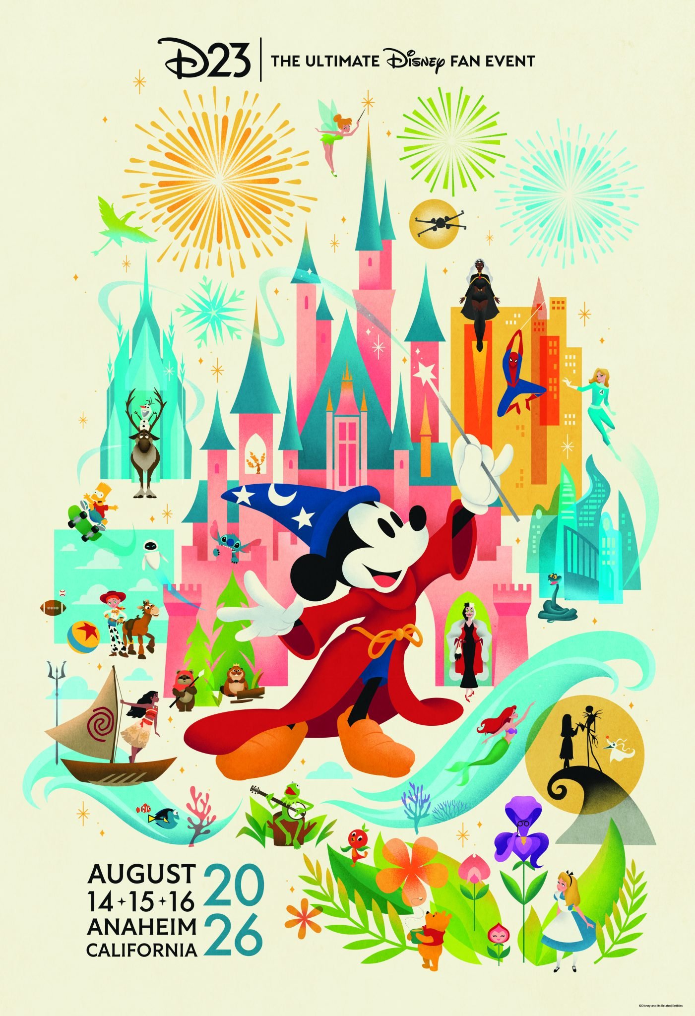 Stacey Aoyama 创作的 Disney D23 主题海报。