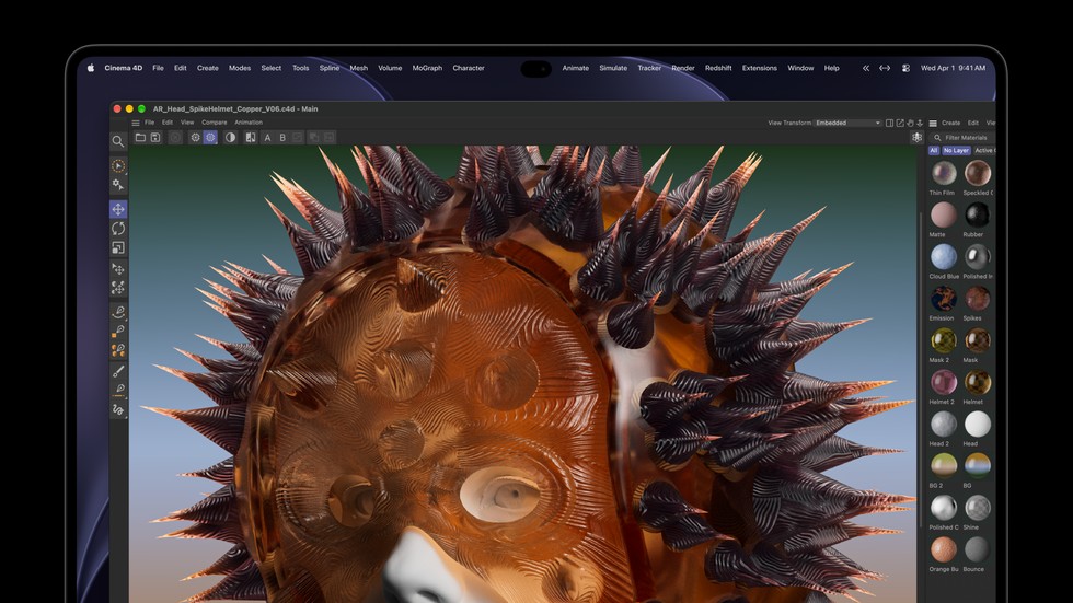新款 MacBook Pro 显示 Cinema 4D 三维创作场景