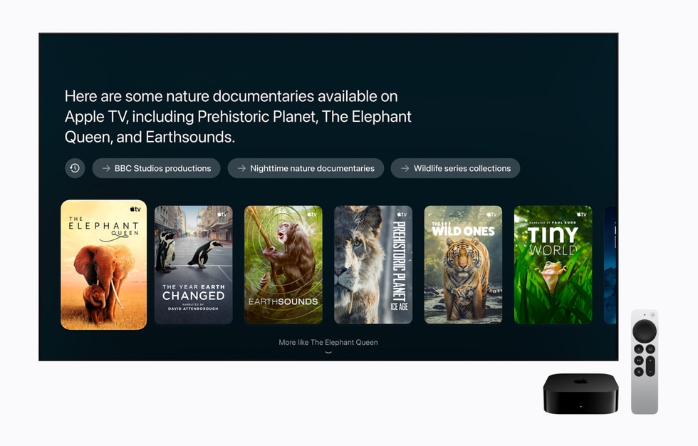 Apple TV 4K 全屏 Siri AI 搜索界面
