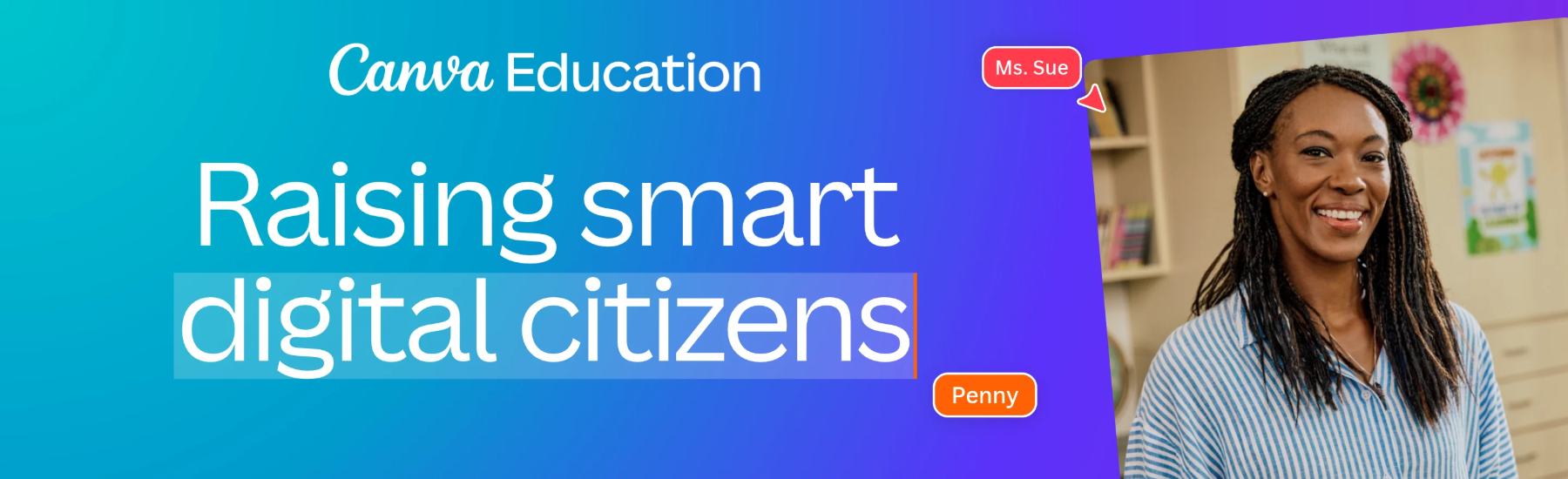 Canva Education 与 Common Sense Media 的数字素养课程主视觉。图片：Canva。