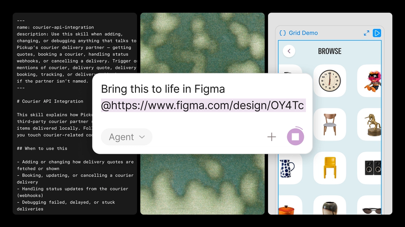 Figma 官方 MCP 界面资料图,用于说明代理与设计素材的衔接;不是 10 月 26 日更新的新截图。