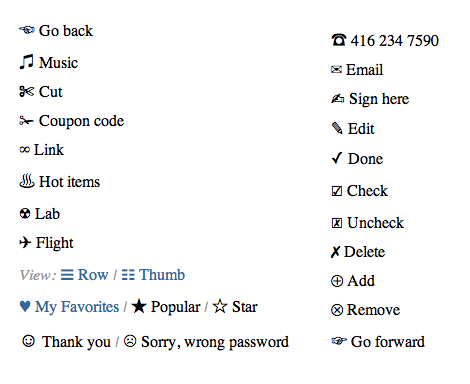 symbols for web design