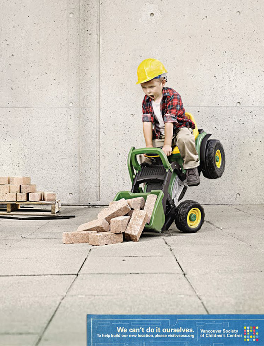 Print Ad - Child on a Toy Backhoe